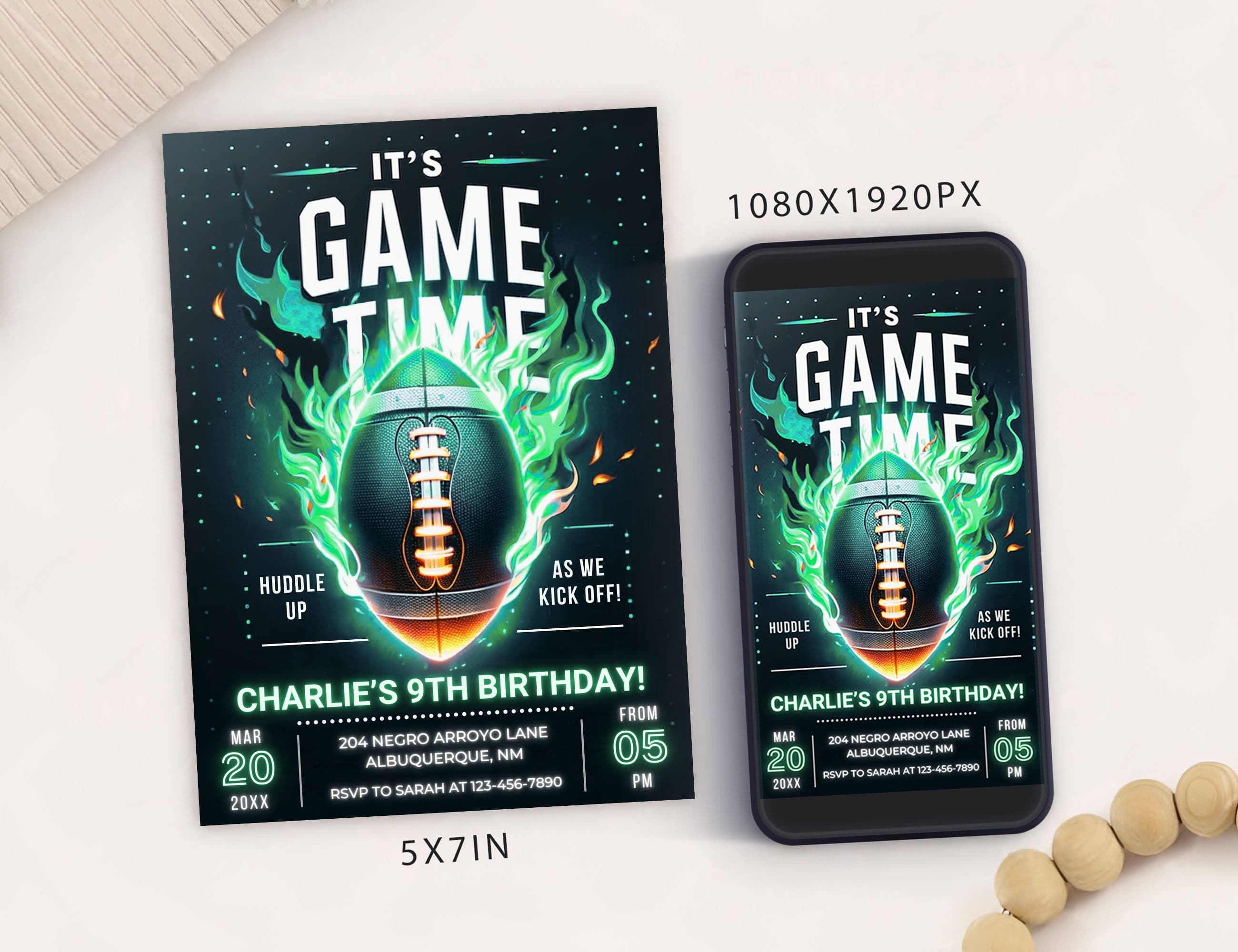 Editable Football Themed Birthday Party Invitation Card Template, Digital Football Birthday Invite, Electronic Sports Birthday Mobile