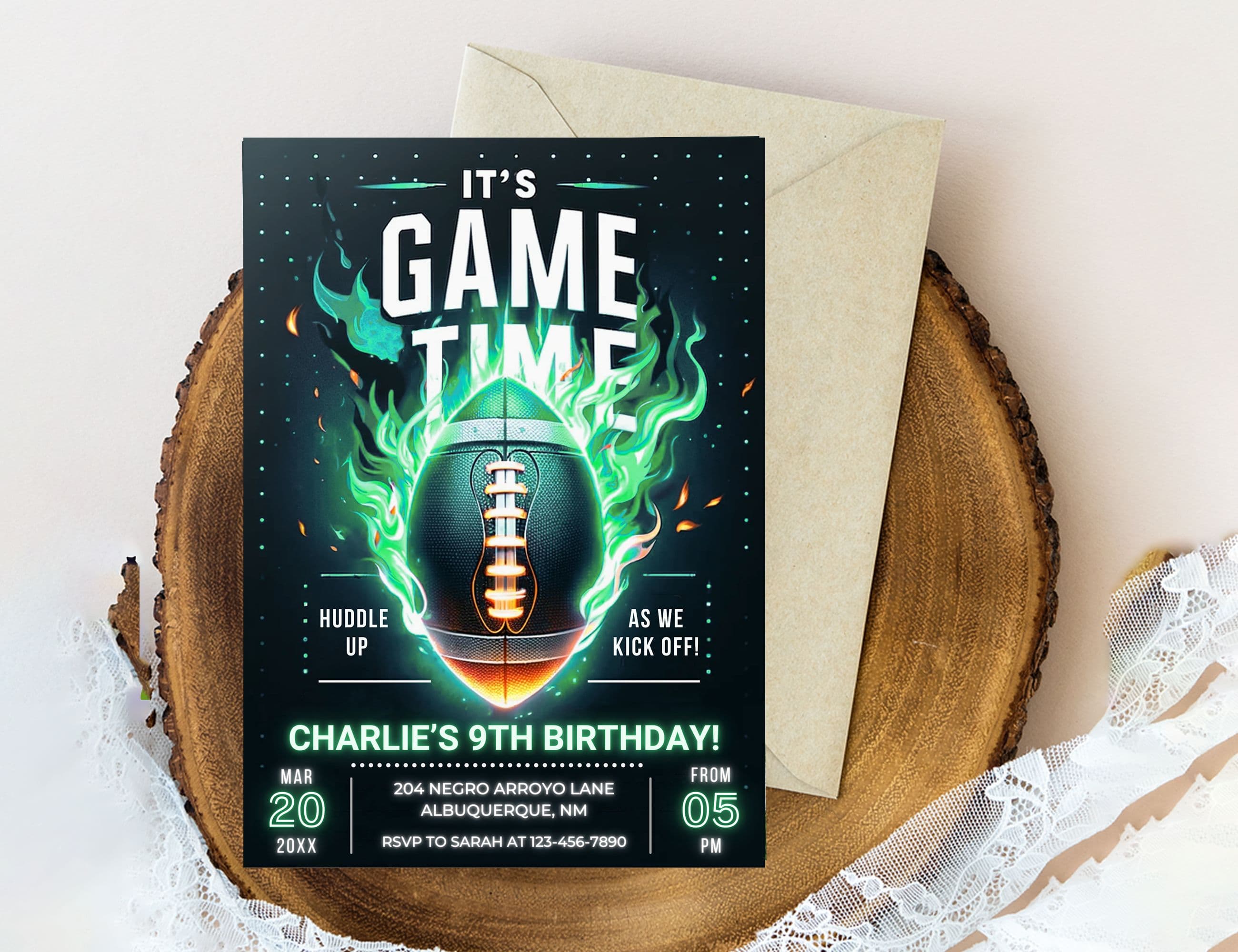 Editable Football Themed Birthday Party Invitation Card Template, Digital Football Birthday Invite, Electronic Sports Birthday Mobile