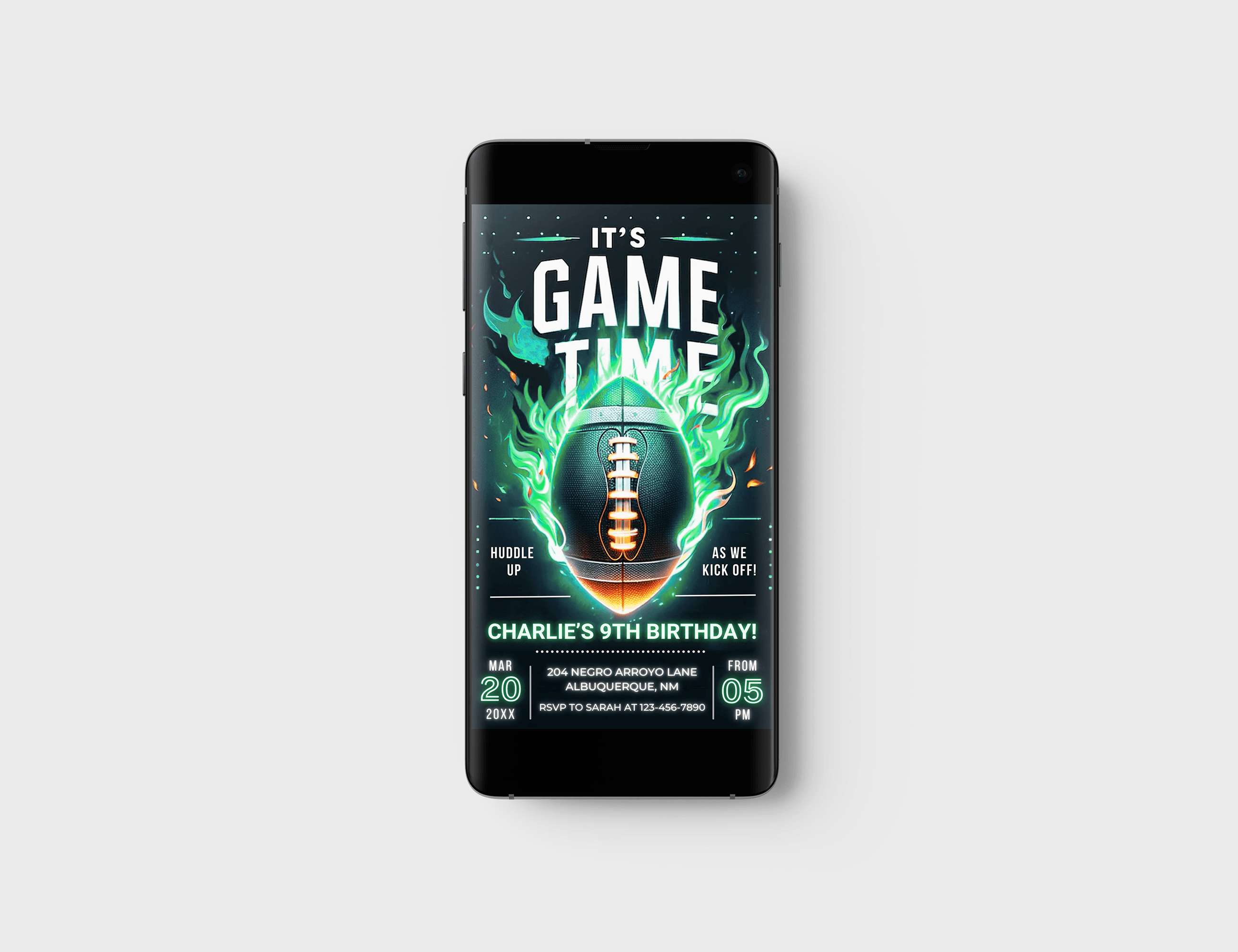 Editable Football Themed Birthday Party Invitation Card Template, Digital Football Birthday Invite, Electronic Sports Birthday Mobile