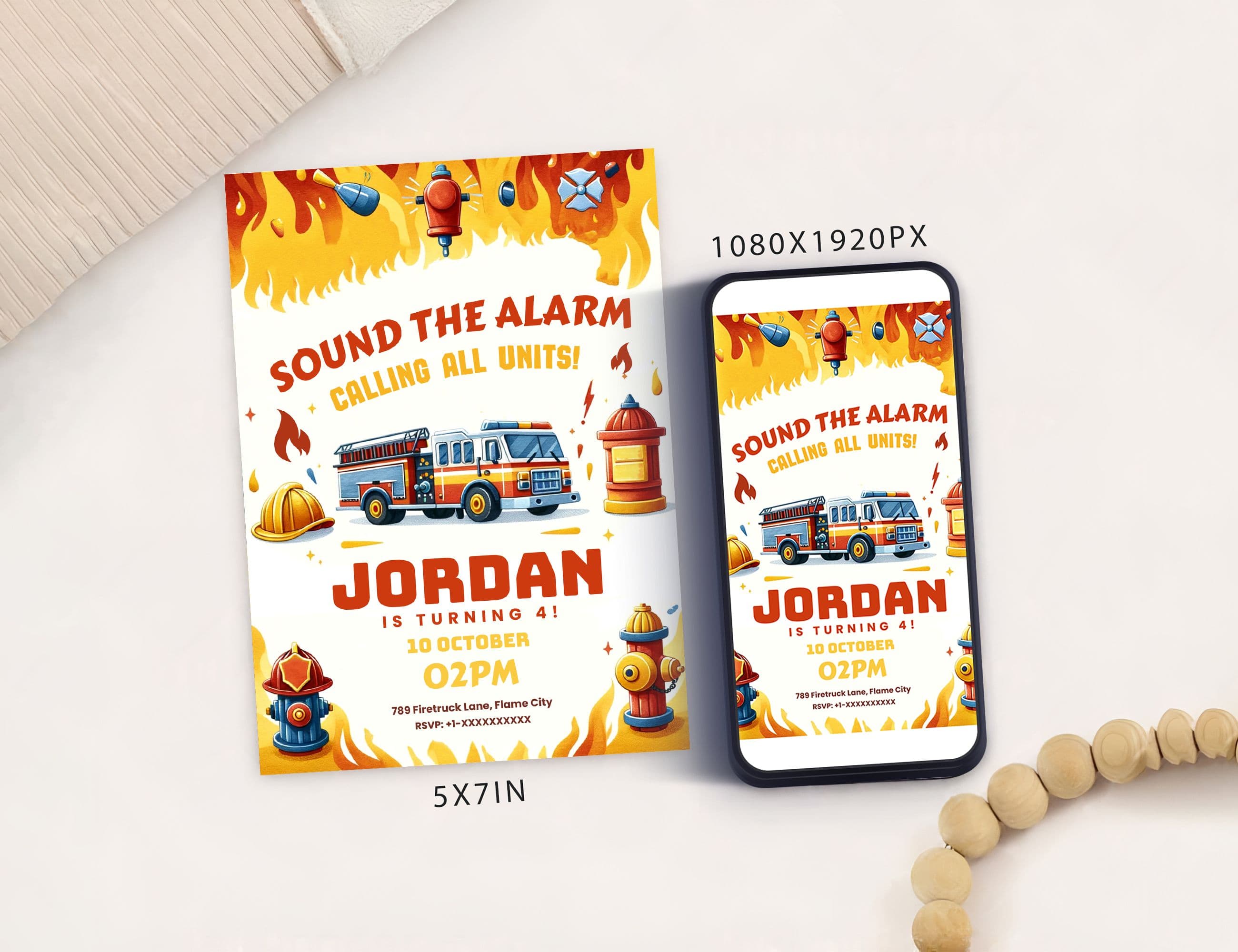 Fire Truck Birthday Party Invitation, Fire Truck Party Invitation, Gaming Truck Birthday Invitation, Fire Truck Engine Invite Card and Evite