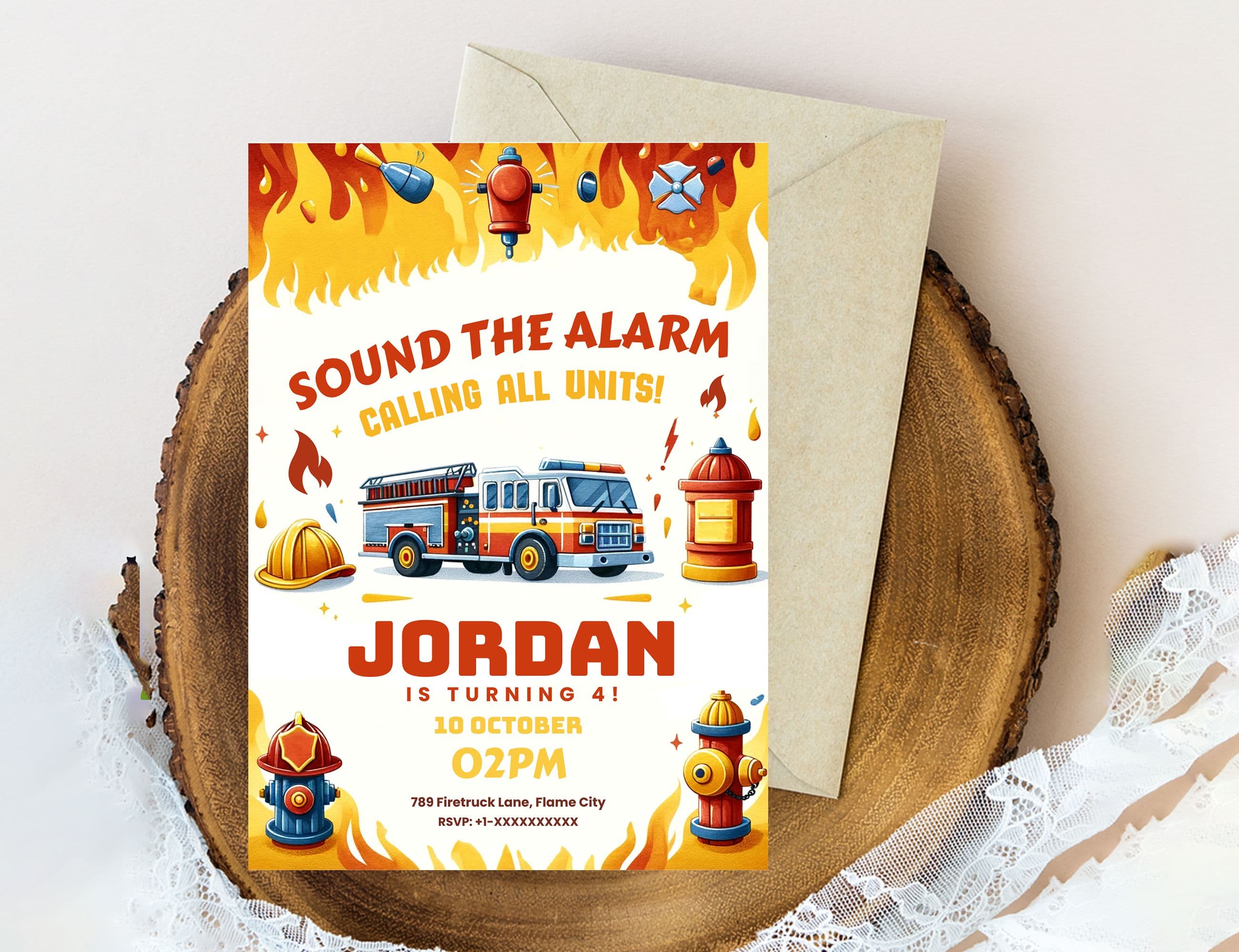 Fire Truck Birthday Party Invitation, Fire Truck Party Invitation, Gaming Truck Birthday Invitation, Fire Truck Engine Invite Card and Evite
